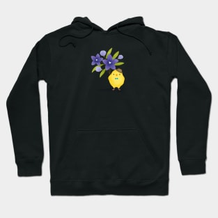 Yellow Bird with Balloon Flowers bouquet Hoodie